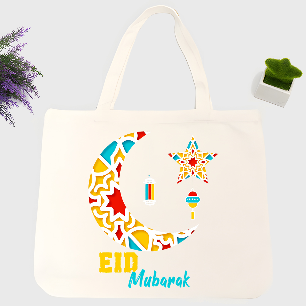 Women Bags For Eid - Женская холщовая сумка-тоут с узором в