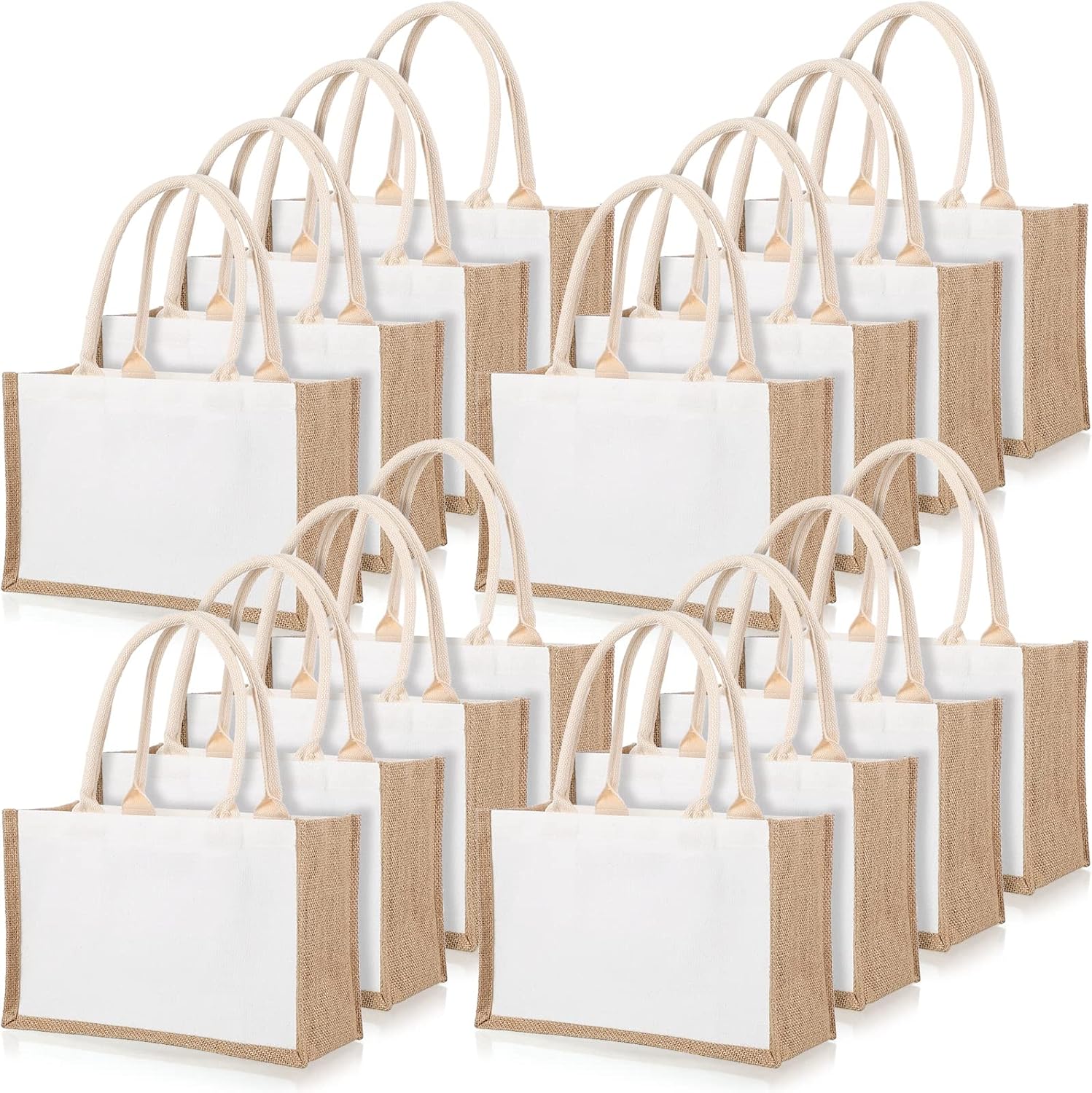 Women Bags For Eid - 16-упаковка мешковины, джутовые сумки-тоут с ручками,